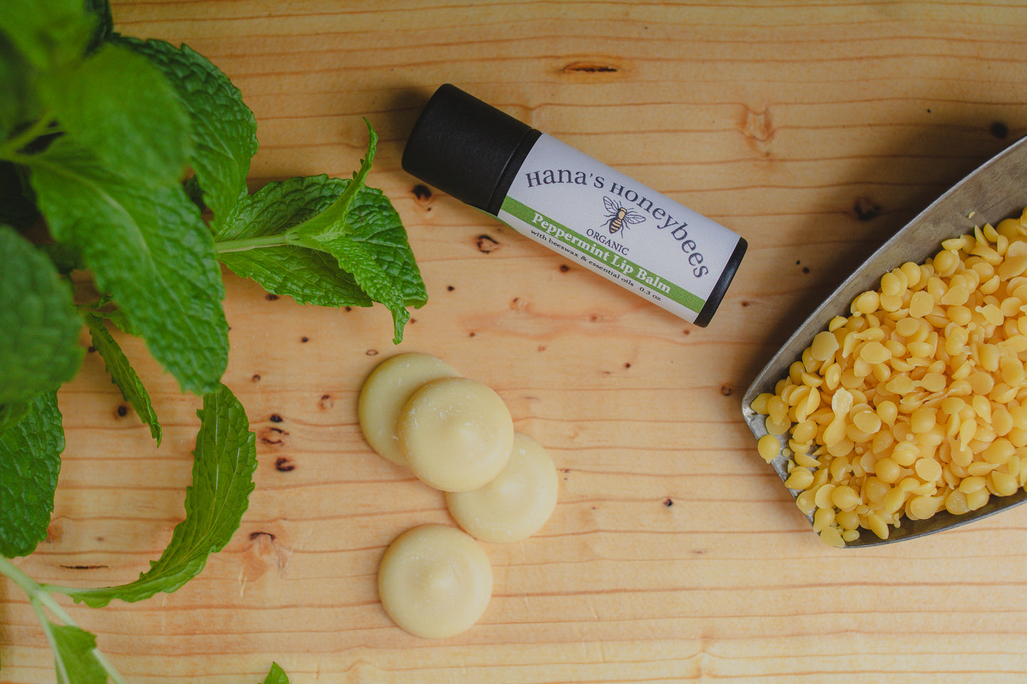 Eco-friendly Organic Peppermint Lip Balm Tube 0.3 oz, Cardboard Tube, Beeswax and Coconut Oil, Gifts, Essential Oils