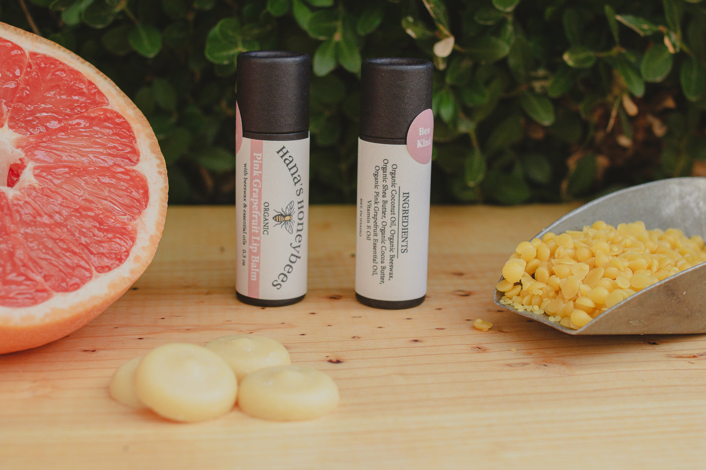 Eco-friendly Organic Pink Grapefruit Lip Balm Tube 0.3 oz, Cardboard Tube, Beeswax and Coconut Oil, Gifts, Essential Oils