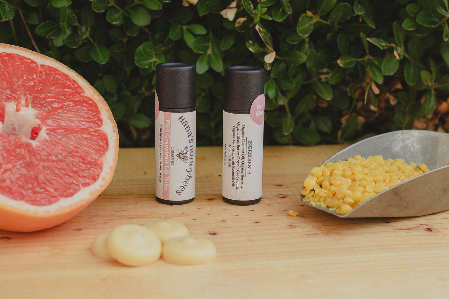 Eco-friendly Organic Pink Grapefruit Lip Balm Tube 0.3 oz, Cardboard Tube, Beeswax and Coconut Oil, Gifts, Essential Oils